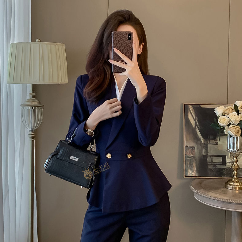 職業裝女套裝春秋2024新款高級感西裝外套正裝售樓部美容院工作服