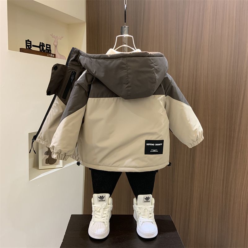 男童衝鋒衣外套秋冬款2023新款男孩寶冬季夾棉加厚上衣兒童防風衣