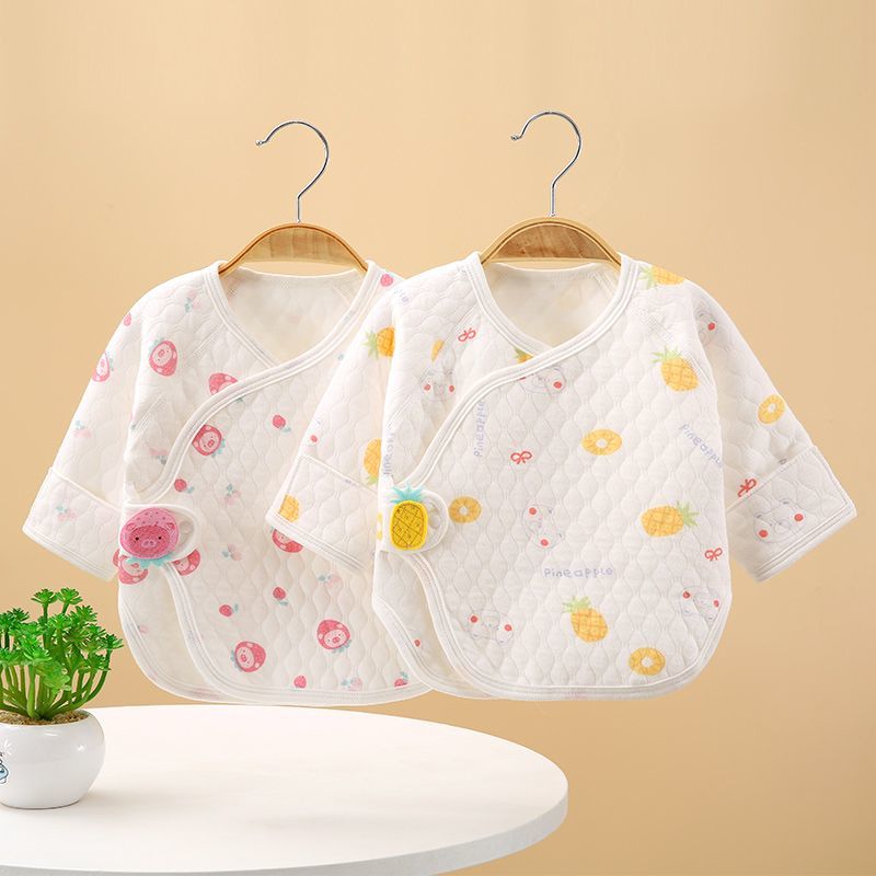 【2件纯棉A类】新生婴儿半背衣初生刚出生无骨秋冬季宝宝保暖上衣