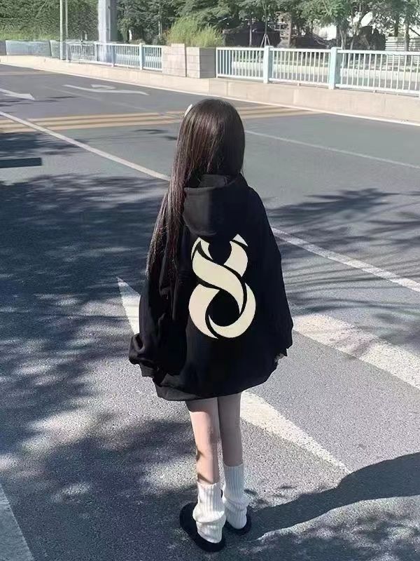 美式黑色秋冬加絨連帽衛衣女款春秋2023新款爆款字母上衣外套ins