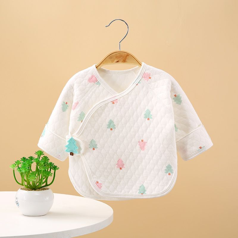 【2件纯棉A类】新生婴儿半背衣初生刚出生无骨秋冬季宝宝保暖上衣