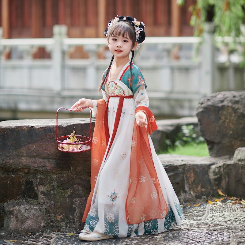 漢服女童秋款古風兒童古裝2023秋裝新款連衣裙秋季唐裝超仙中國風