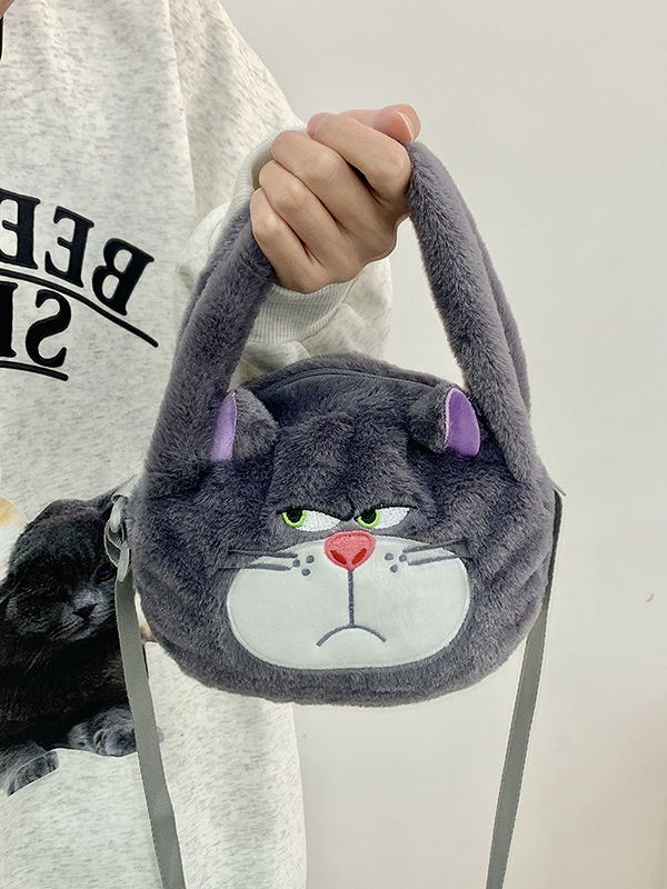Cute Plush Bag Lucifer Cat Bag Women 2023 New Versatile Cartoon Handheld Shoulder Bag Girls Crossbody Bag