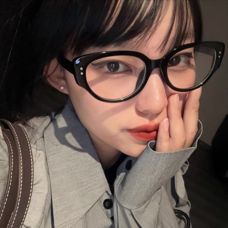 黑框復古眼鏡貓眼素顏神器藍光近視可配平光鏡度數網紅眼睛