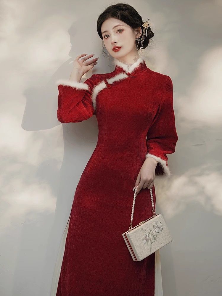 紅色旗袍回門敬酒服新娘結婚禮服新中式訂婚連衣裙國風馬面裙套裝