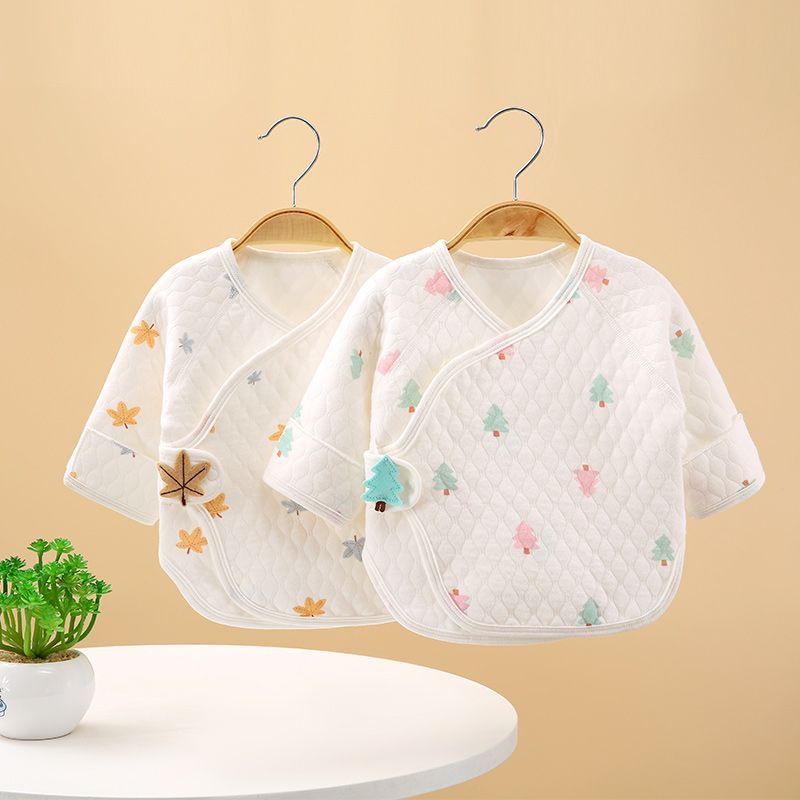 【2件纯棉A类】新生婴儿半背衣初生刚出生无骨秋冬季宝宝保暖上衣