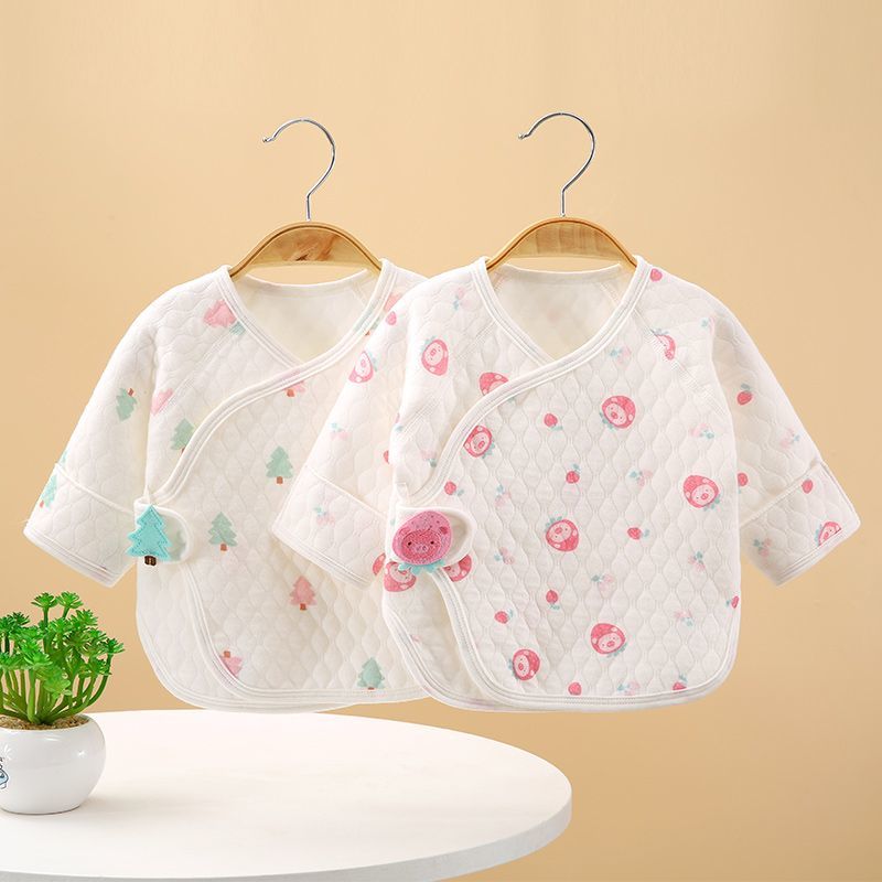 【2件纯棉A类】新生婴儿半背衣初生刚出生无骨秋冬季宝宝保暖上衣