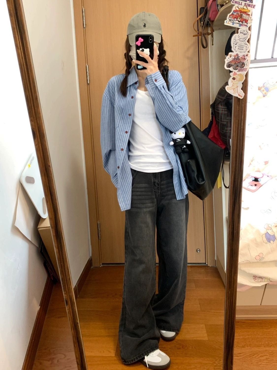 復古做舊闊腿牛仔褲女秋冬設計感寬鬆高腰顯瘦直筒垂感拖地長褲潮