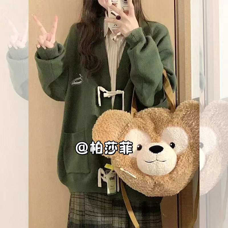 復古學院風外穿開衫毛衣外套女秋季襯衫疊穿針織衫配裙子三件套裝