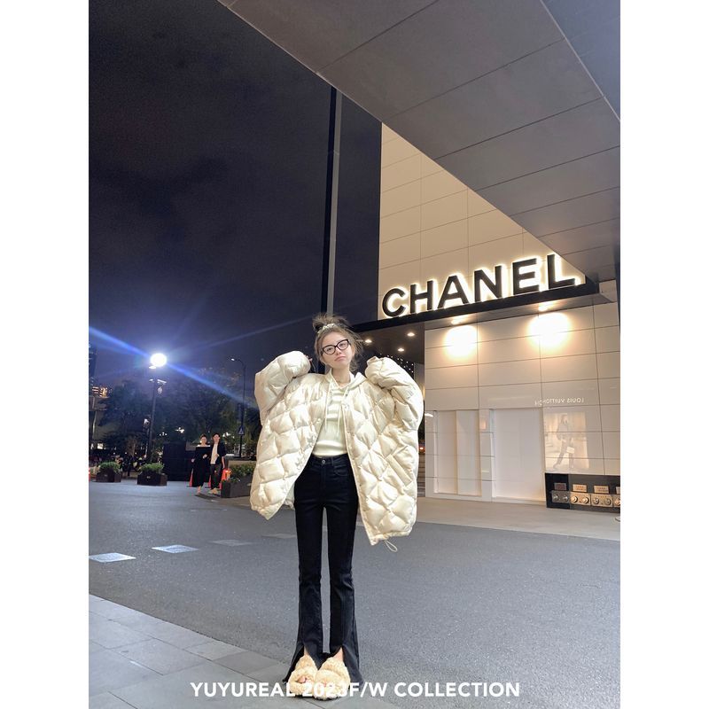 oversize light and thin rhombus down jacket women's autumn and winter new loose bread coat small quilted jacket trendy