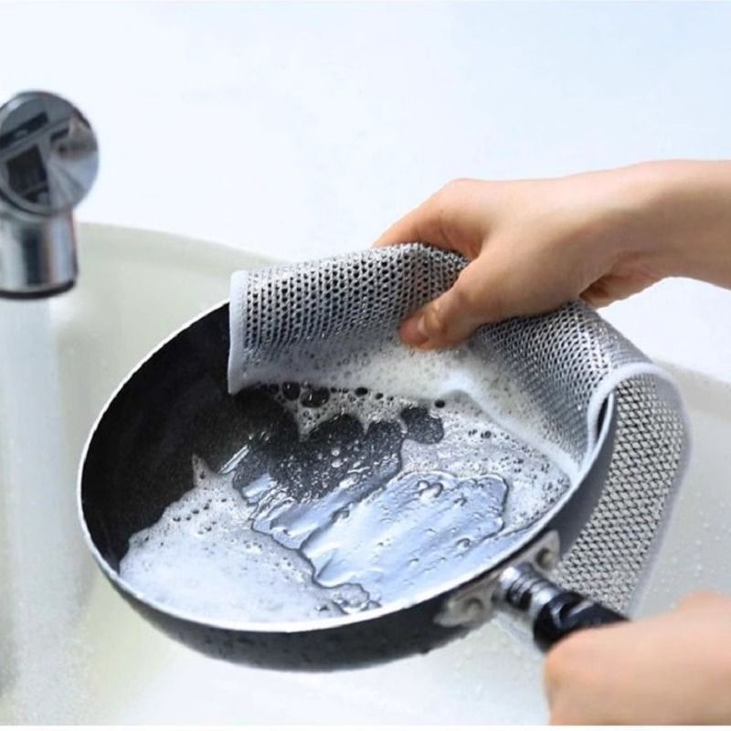 【比钢丝球好用】日式双面网格洗碗布不沾油易清洗抹布刷锅除垢