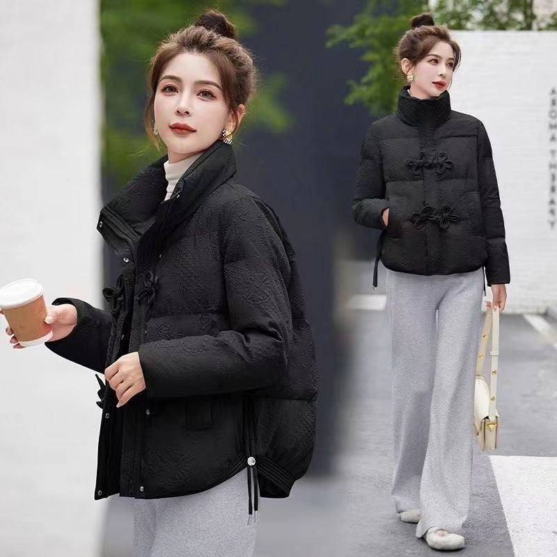 九江中式国风羽绒棉服女冬2023新款小个子短款轻薄品牌夹棉衣外套