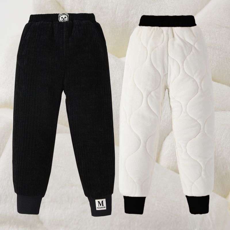 Children's trousers velvet thickening autumn and winter new style girls casual quilted warm outer trousers boys cotton trousers winter