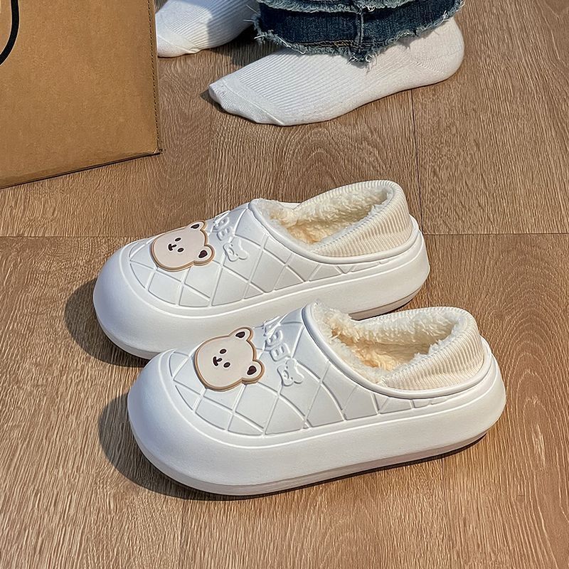 Bag-heel waterproof cotton slippers for men winter indoor home household non-slip plus velvet thick-soled warm couple cotton shoes for women