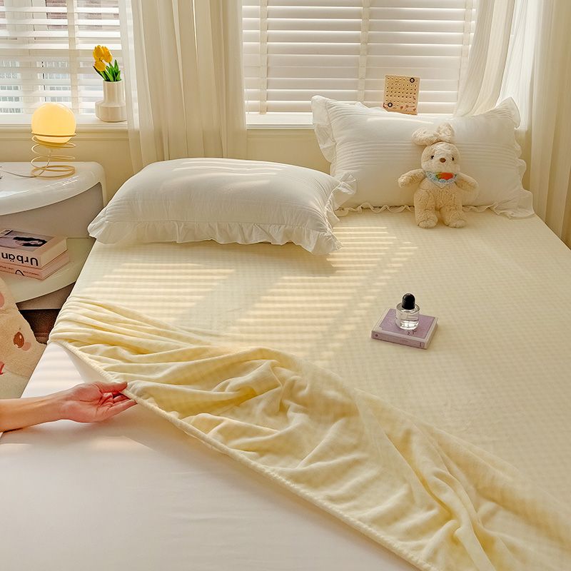 冬季牛奶绒床笠加绒加厚床垫保护罩全包防滑珊瑚绒床罩单件法兰绒