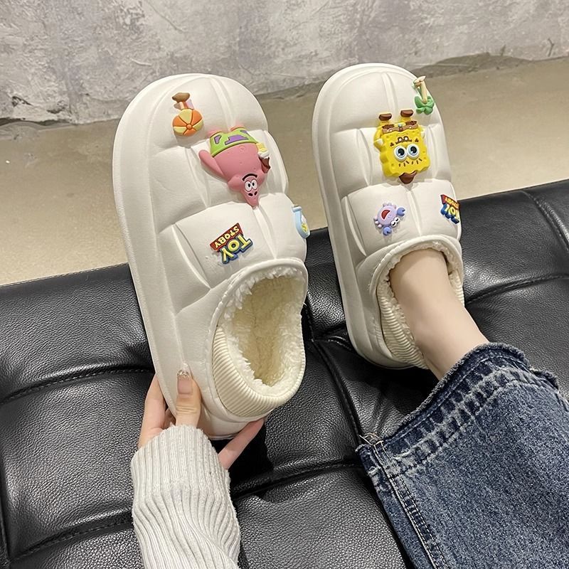 保暖孕婦月子可愛棉拖鞋女冬季室內家居厚底防滑防水加絨包跟棉鞋