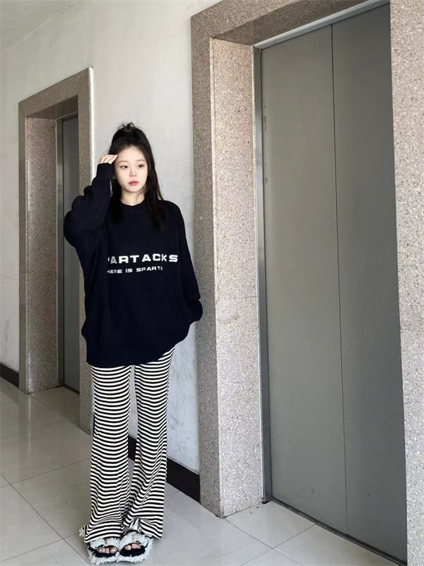 重磅圓領衛衣女寬鬆美式復古潮流百搭秋冬新款個性慵懶風上衣