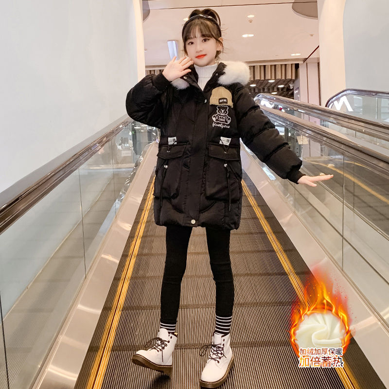 女童棉服冬季新款洋氣冬裝兒童加厚羽絨棉衣時髦棉襖外套中長款潮