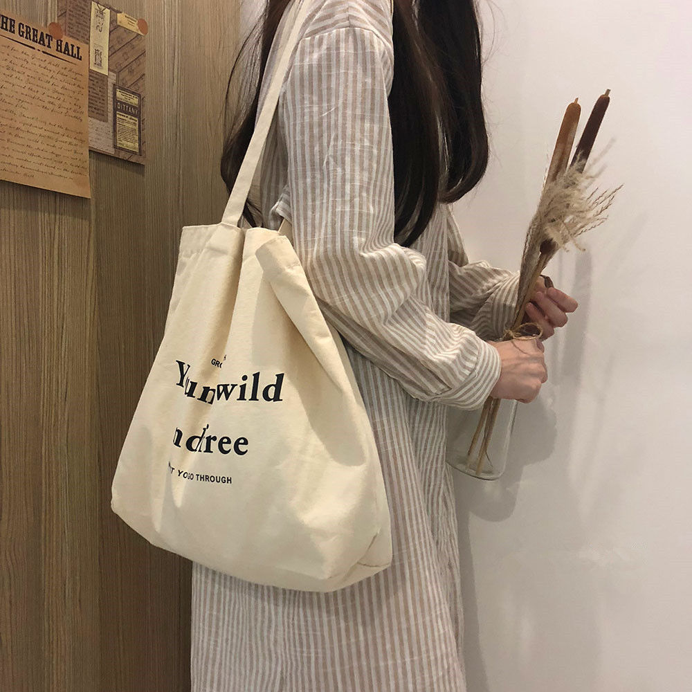 Student canvas bag can hold books in class niche design shoulder bag women's new large capacity ins versatile portable