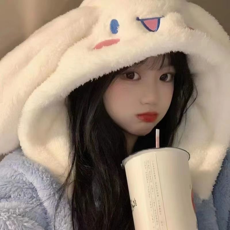 玉桂狗睡衣女冬季加厚加絨珊瑚絨睡袍女中長款套裝卡通可愛家居服