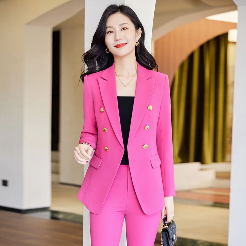 時尚修身西裝外套女小個子秋冬氣質女播音主持人工作服職業裝套裝
