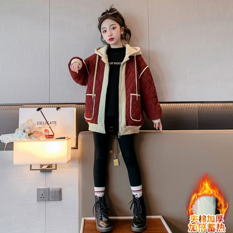 Girls' velvet jacket autumn and winter new style Korean style velvet thickening medium and large children's fashionable girls' pie jacket winter clothing