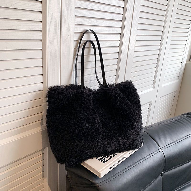 Hierscht- a Wantermoud fir Fraen 2023 Nei Koreanesch Plüsch One-Shoulder Handheld Tote Bag Ins_voghion.com