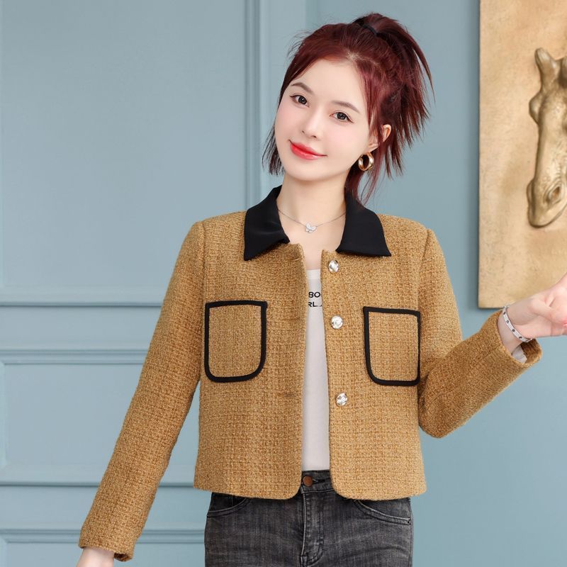 French style woolen coat women's long-sleeved shirt 2023 early autumn new fashion high-end short top