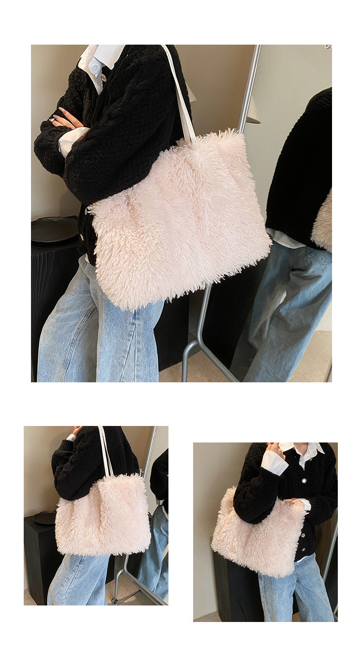 Hierscht- a Wantermoud fir Fraen 2023 Nei Koreanesch Plüsch One-Shoulder Handheld Tote Bag Ins_voghion.com