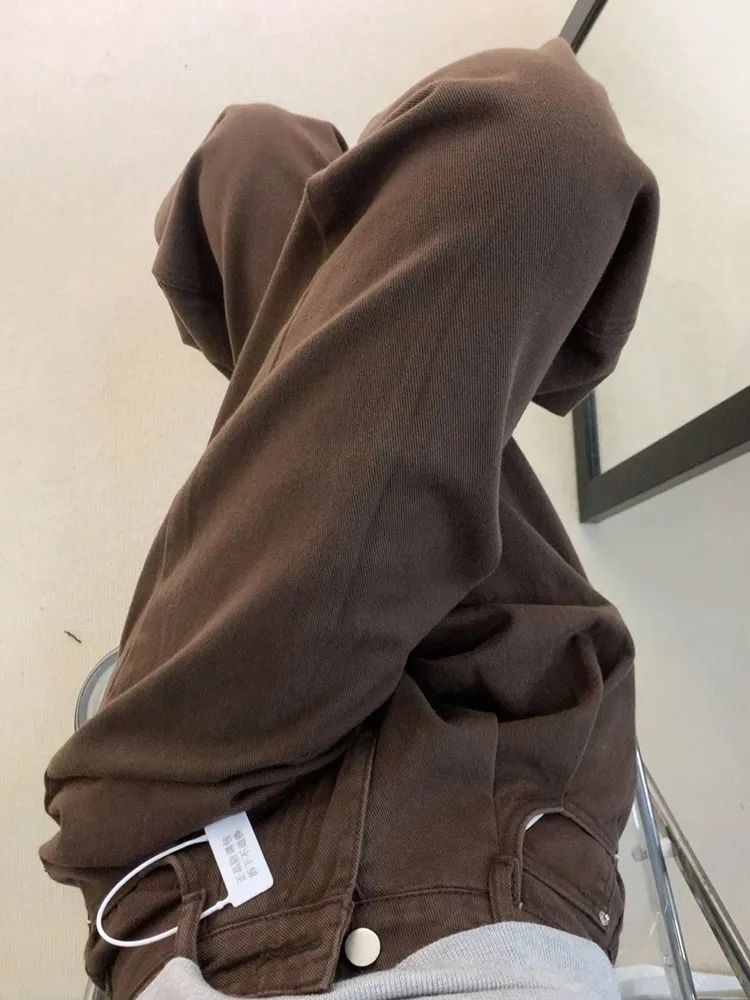 美拉德穿搭牛仔褲女秋季新款高腰寬鬆闊腿顯瘦百搭直筒拖地褲子潮