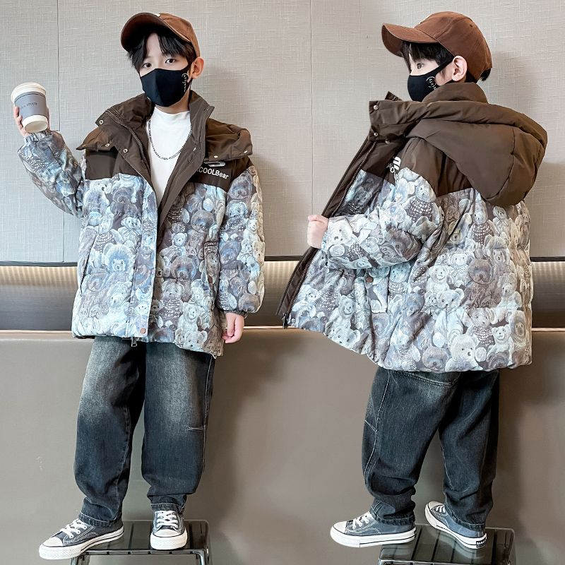 儿童装男童冬装加厚外套2023新款男孩冬季时尚棉服中大童保暖外套