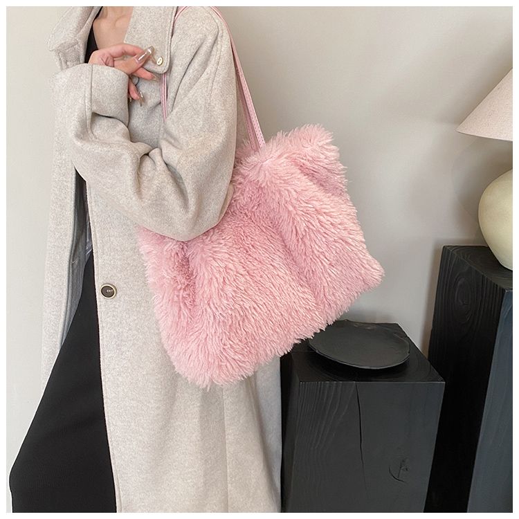 Hierscht- a Wantermoud fir Fraen 2023 Nei Koreanesch Plüsch One-Shoulder Handheld Tote Bag Ins_voghion.com