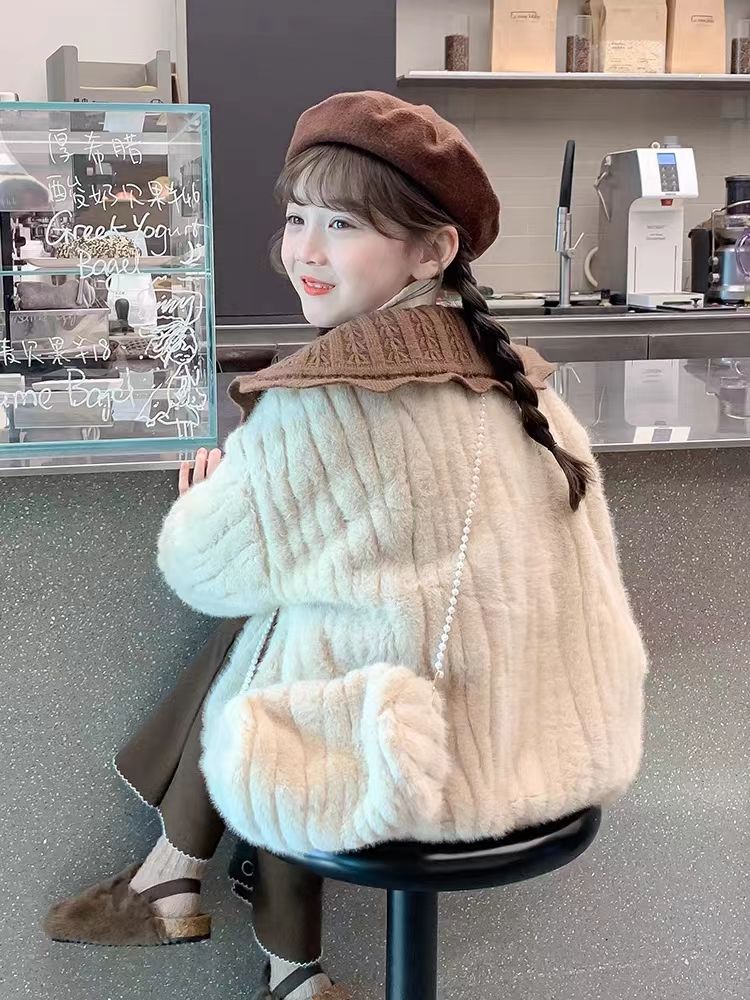 女童加绒外套2023新款韩版童装儿童冬装小香风衣服女孩冬季毛毛衣