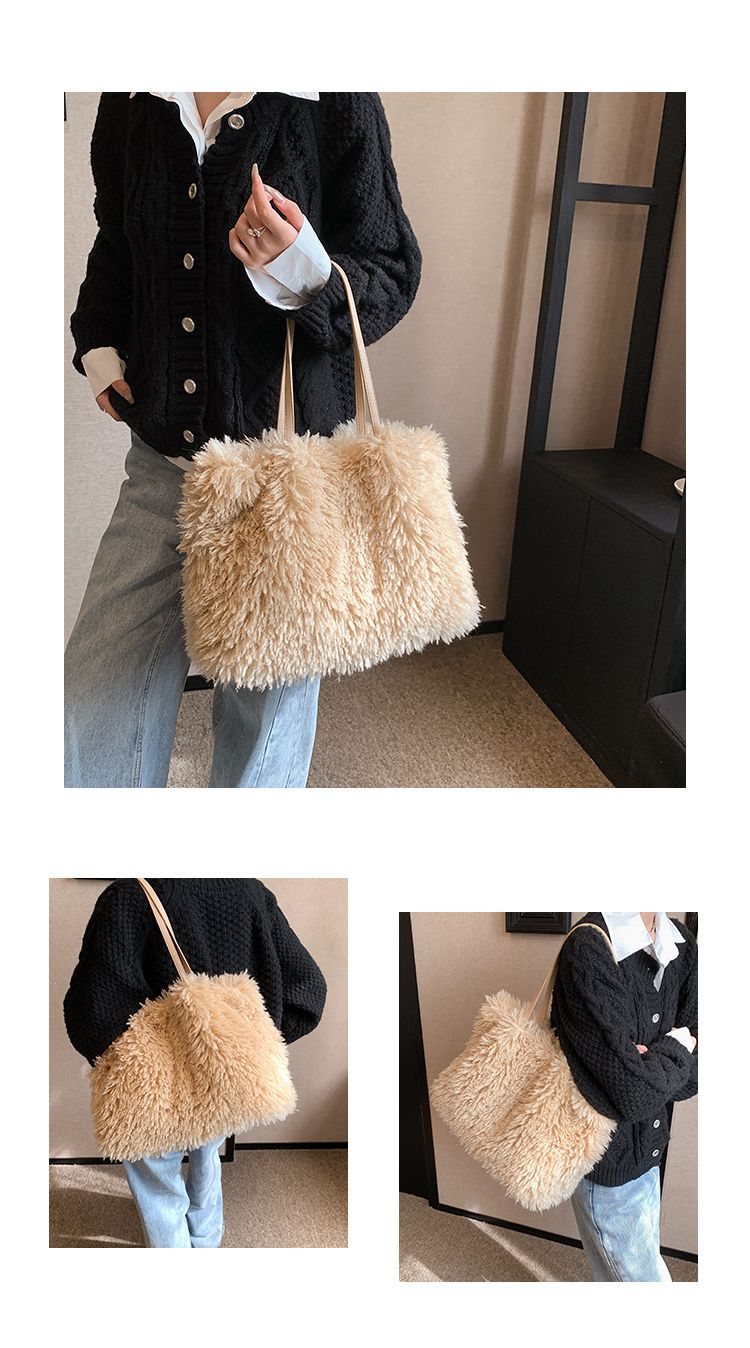 Hierscht- a Wantermoud fir Fraen 2023 Nei Koreanesch Plüsch One-Shoulder Handheld Tote Bag Ins_voghion.com