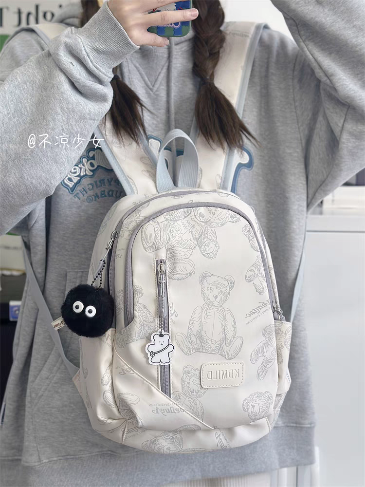 可愛小熊輕便小書包日系ins學生休閒小眾迷你雙肩包少女百搭背包
