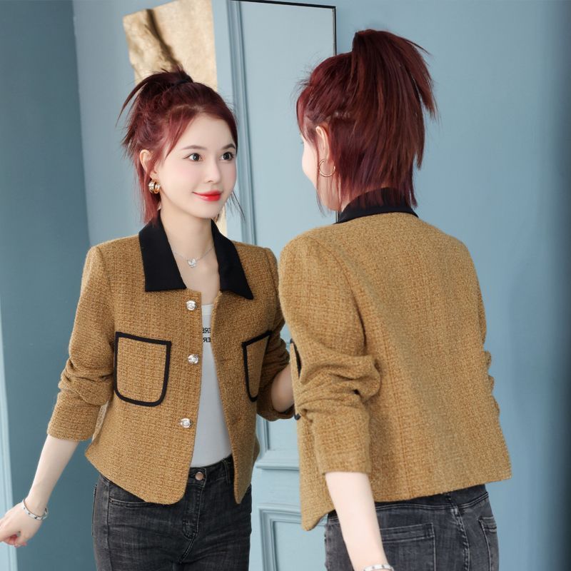 French style woolen coat women's long-sleeved shirt 2023 early autumn new fashion high-end short top