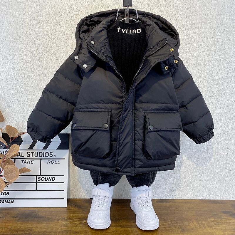 童裝男童加厚羽絨服2023新款兒童白鴨絨棉服上衣洋氣寶寶冬季外套