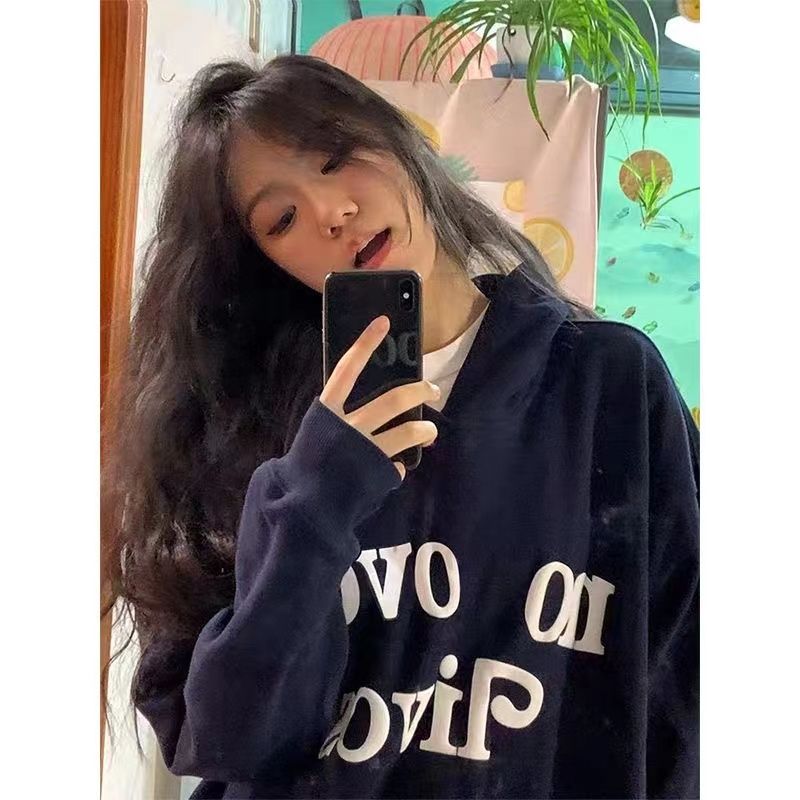 美式hiphop高街加絨加厚男女連帽衛衣oversize小眾潮牌上衣外套潮