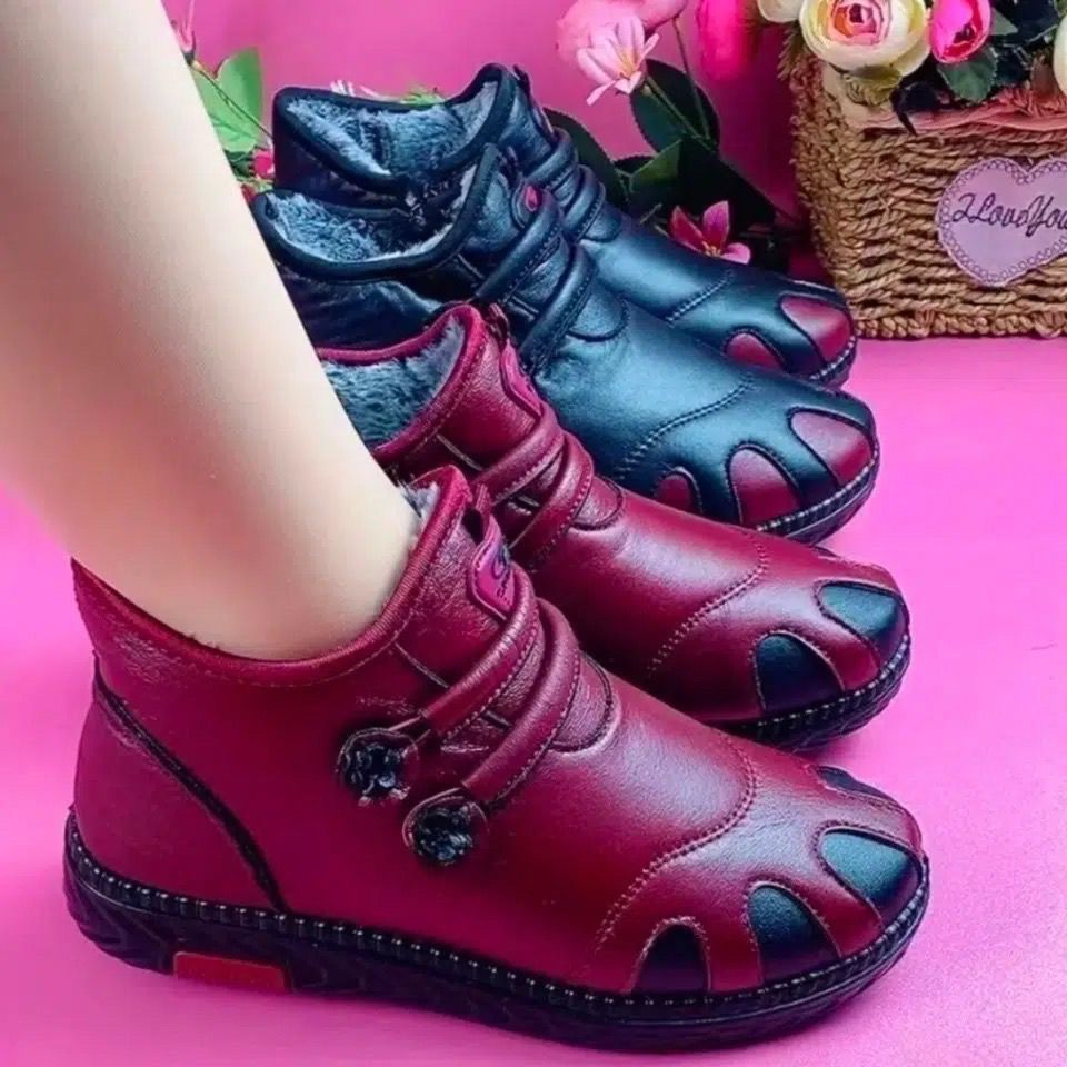 Mother's cotton shoes, women's old Beijing cloth shoes, rabbit hair, middle-aged and elderly cotton shoes, warm grandma shoes, soft soles, non-slip short boots for the elderly