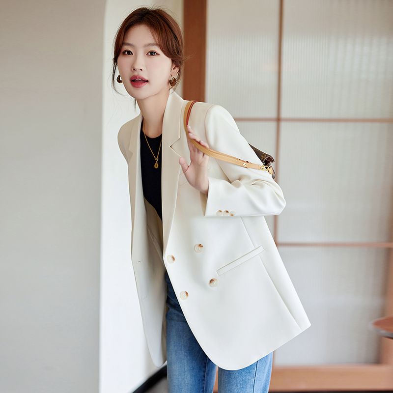 白色西装外套女秋冬新款高端时尚气质小个子休闲韩版西服上衣