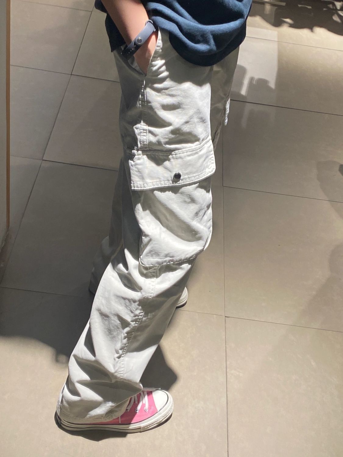 美式復古工裝牛仔褲女秋冬新款高街時尚多口袋休閒寬鬆直筒拖地褲