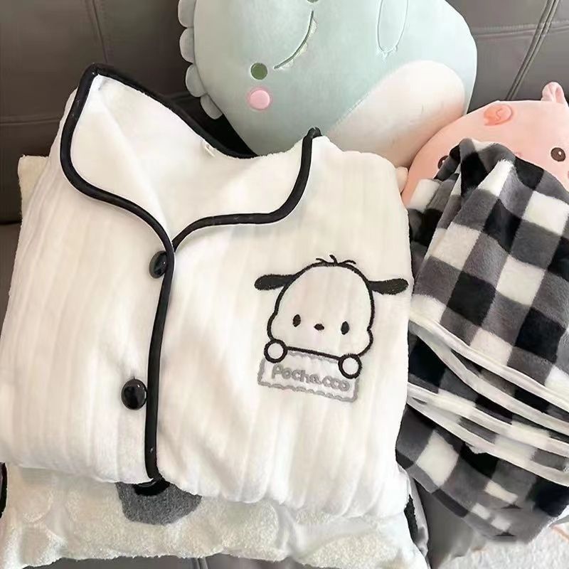 帕恰狗睡衣女春秋冬季加厚長袖法蘭珊瑚絨套裝學生ins可愛家居服