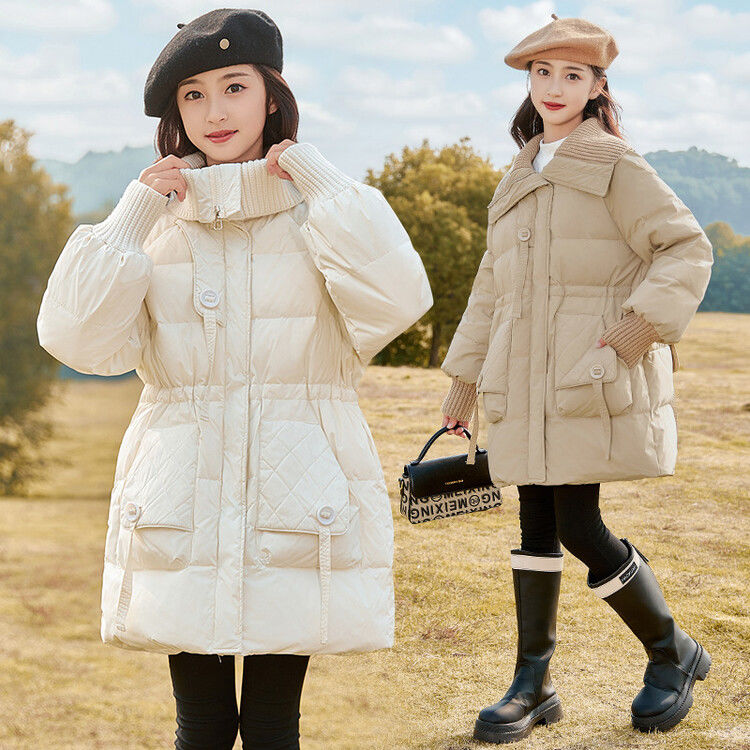 【新款羽絨服】女童冬季白鴨絨時尚款洋氣兒童冬裝外套女大童加厚