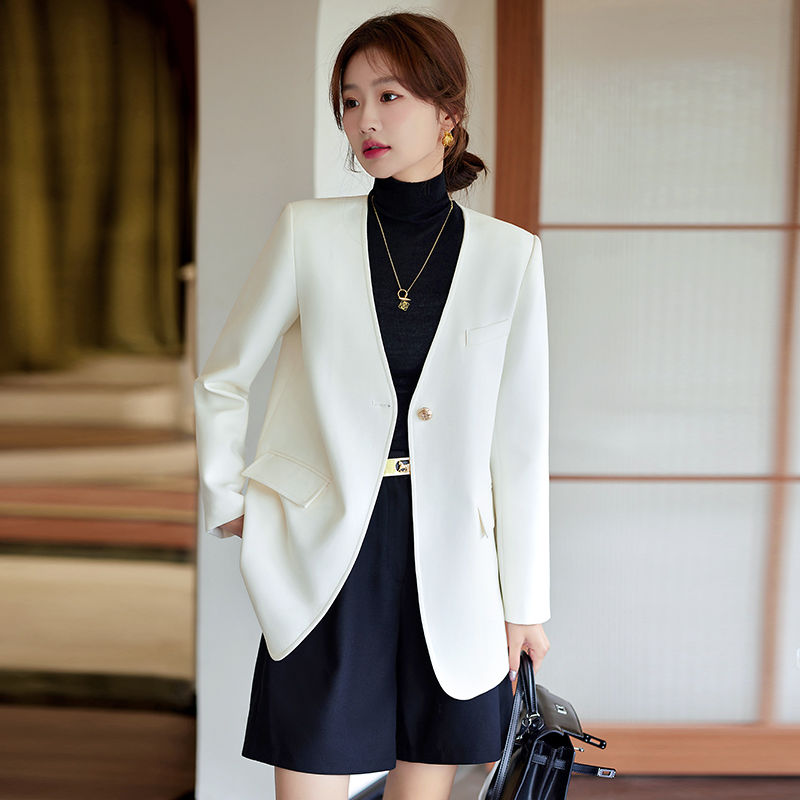 白色西裝外套女2023新款秋冬女裝高級感休閒氣質炸街今年流行西服