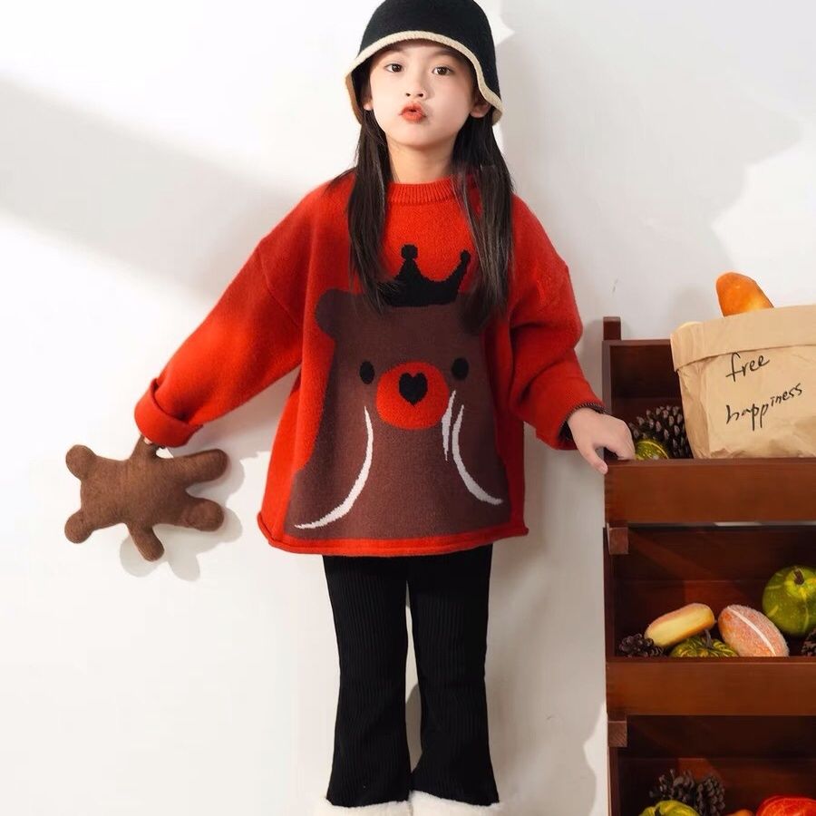 New autumn and winter children's sweaters, girls' sweaters, Korean style loose Korean style medium thick princess style high-end