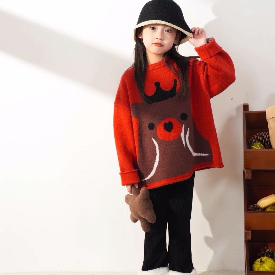 New autumn and winter children's sweaters, girls' sweaters, Korean style loose Korean style medium thick princess style high-end