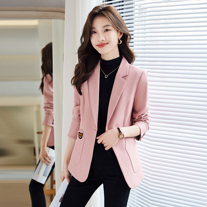 粉色西裝外套女秋冬2023年新款高級感小個子氣質上衣休閒女士西服