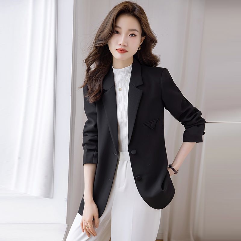 黑色西裝外套女春秋2023新款高級感小個子休閒大碼氣質小西服秋季