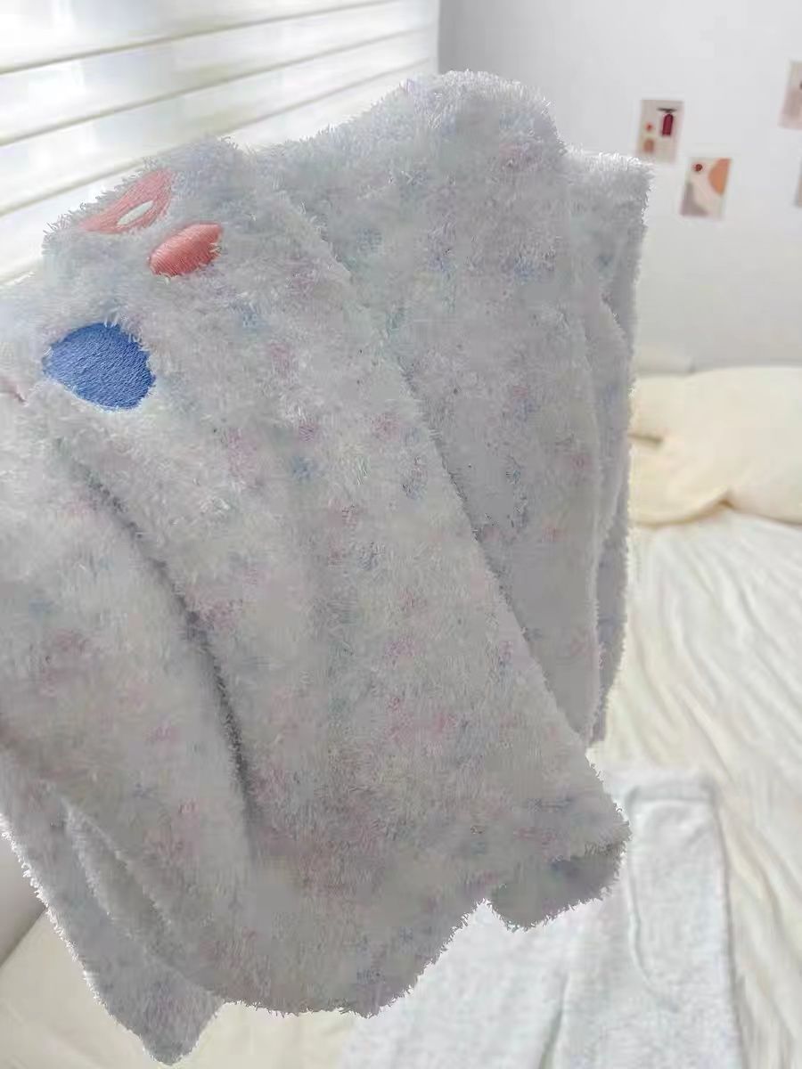 韓國軟糯半邊絨睡衣女加絨加厚秋冬季新款長袖毛絨學生家居服套裝