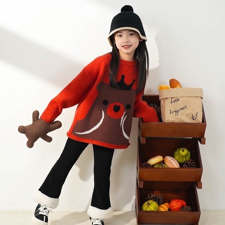 New autumn and winter children's sweaters, girls' sweaters, Korean style loose Korean style medium thick princess style high-end